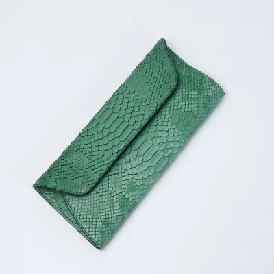 Green Из Натуральной Змеиной кожи узор тонкий клатч кошелек Для женщин пикантные вечерние сумка Python клатч сумочка - Color: Green