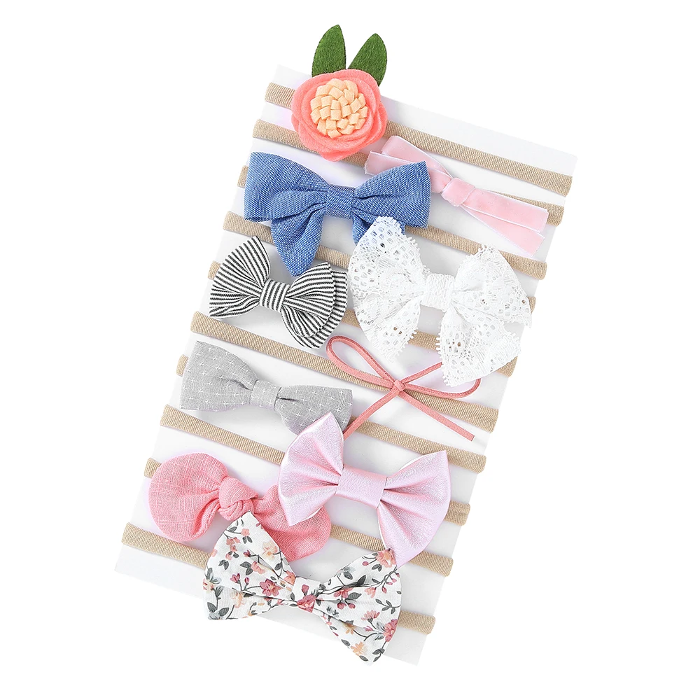 

10pcs/set Baby Girls Hair Tie Bows Nylon Headbands For Girls Hair bows Handmade Elastic Girl Hairbands Kid Children Baby Turban