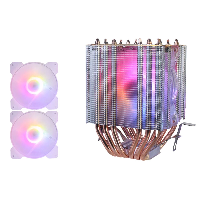 

6 Copper Tube CPU Radiator Chassis Fan Synchronous Lighting 1150AMD1366 2011 Crystal Lamp Single Fan+Chassis Fan
