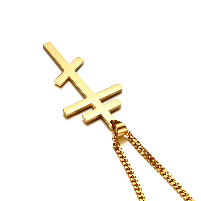 Цепочка с подвеской-крестом золотистого и серебристого цвета нержавеющая сталь |