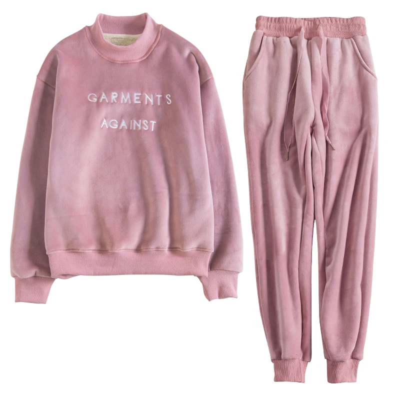 

Winter Thick Fleece Thermal Sport Suit Women Tracksuit Velvet Loose Running Jogging Outfit Casual Set Sportswear Sweatshirt+pant