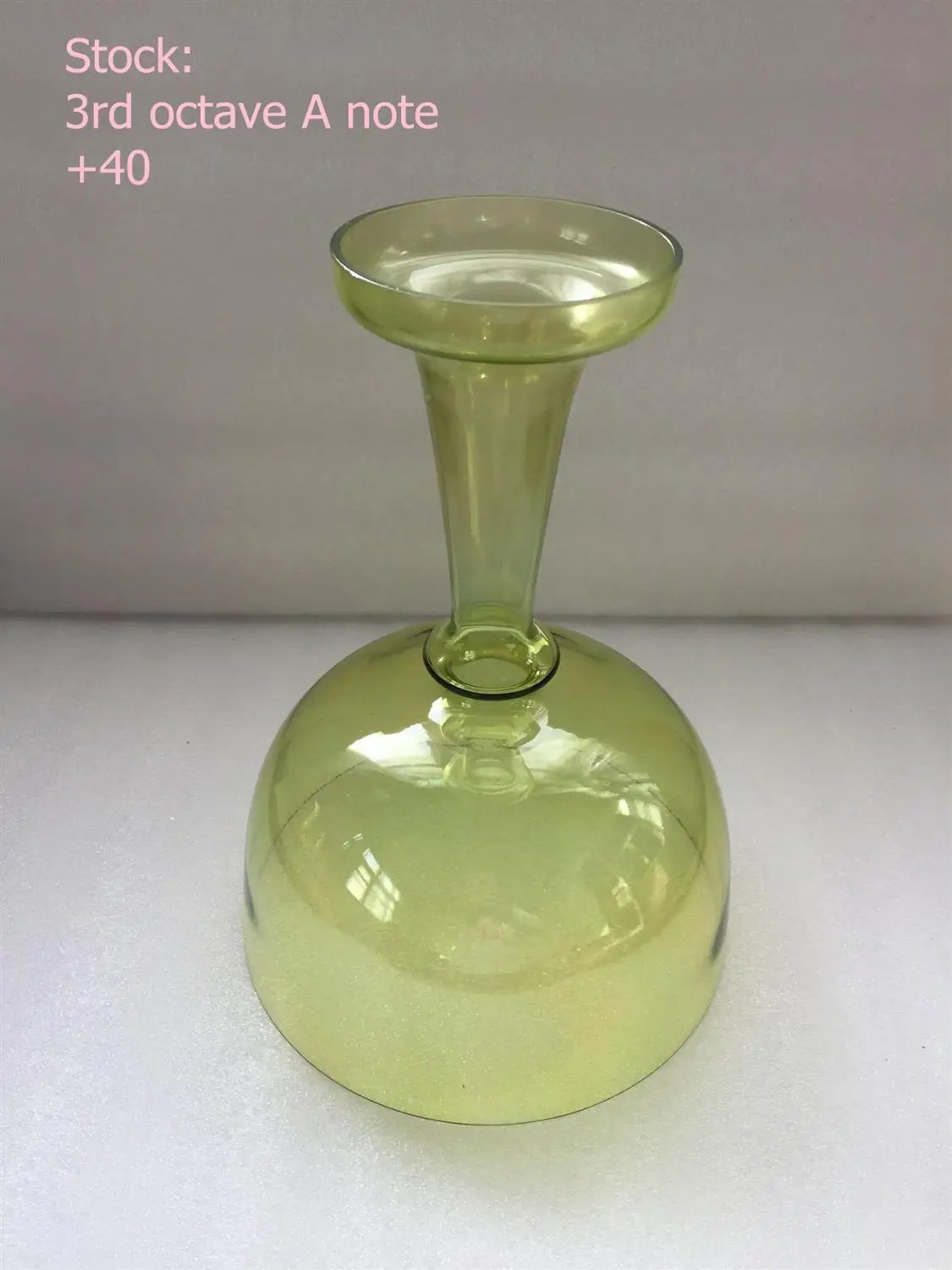 

3rd octave crystall singing chalice yellow green color A note +38 for sound healing