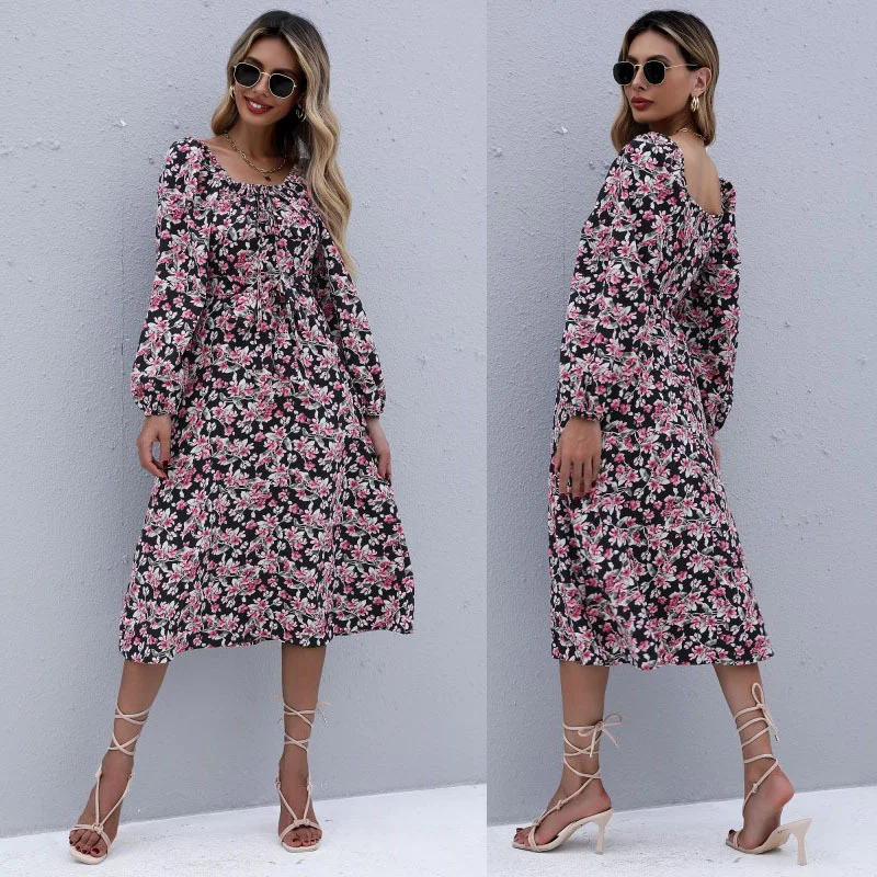 

Dress With Floral Pattern Dresses For Women Casual Elegant Dresses For Women Floral Dress Long Sleeve Dress Midi Dress