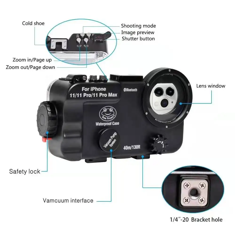 Чехол Seafrogs для телефона с Bluetooth дайвинга на глубине 40 м/130 футов чехол iPhone 11/11 Pro/11 Pro