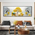 Счастливый Золотой олень, картины на холсте, китайский ландшафт, Настенная картина для гостиной, Настенный декор