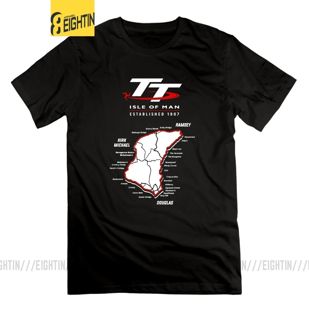 Isle Of Man TT мотоциклетные футболки мужские модные футболки с коротким рукавом из хлопка с круглым вырезом классические футболки - Цвет: Черный