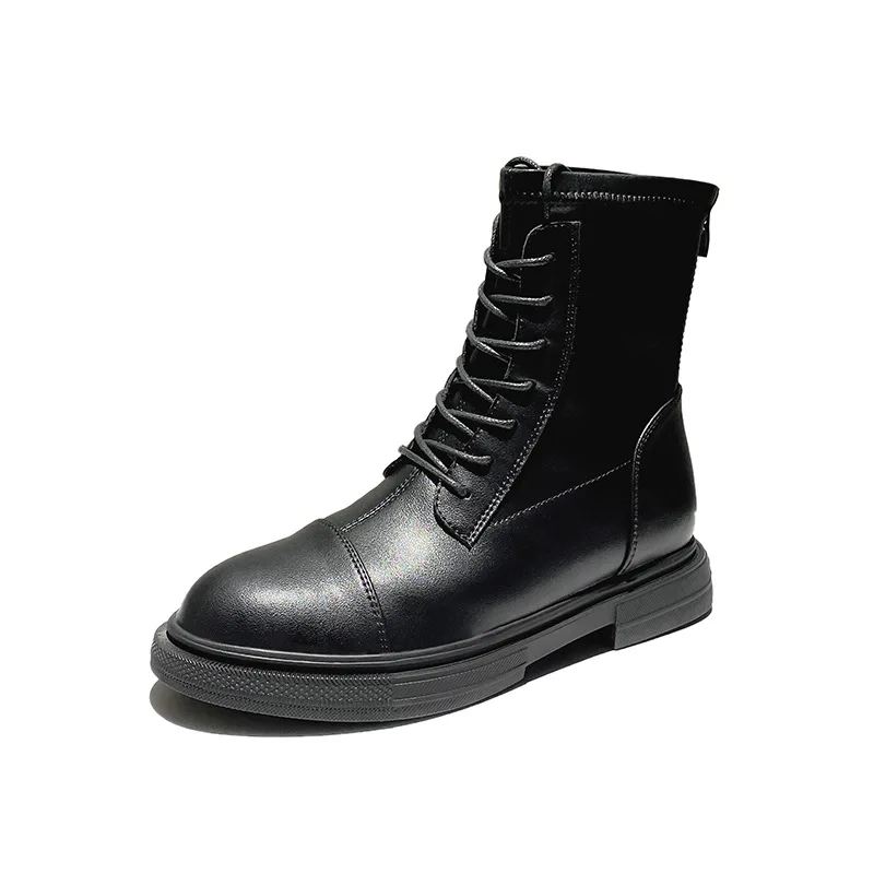 

Женские кожаные ботинки для верховой езды, сезон осень-зима 2021, британские эластичные ботинки на плоской подошве