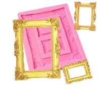 classic retro photo frame diy fondant cake biscuit clay epoxy plaster decoration modeling tool handmade silicone mold