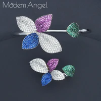 modemangel luxury flower leaf micro cubic zirconia pave dubai bridal jewelry sets for women wedding brincos para as mul