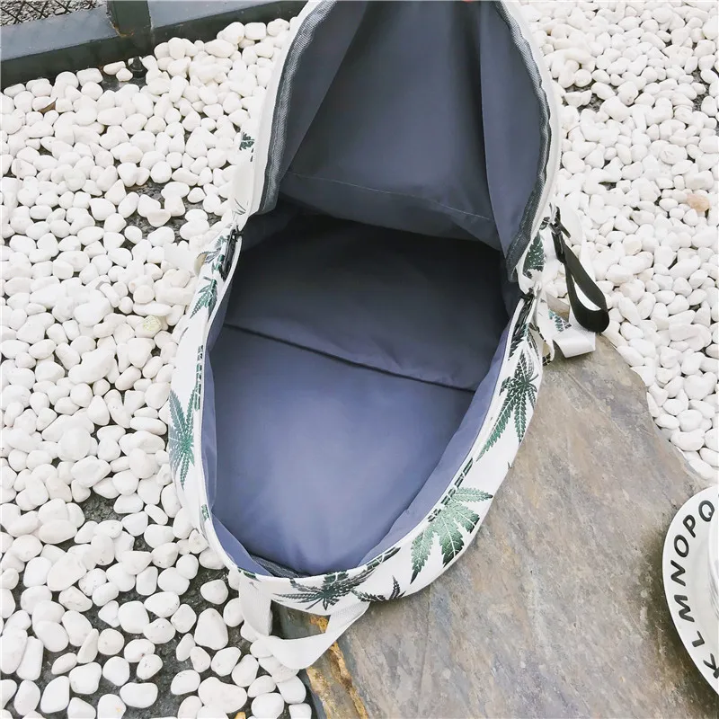 

Canvas Women Backpack School Bag Harajuku Printing Leaves Teenage Laptop Bagpack Bag Female Travel Bag Daypack Big Capacity