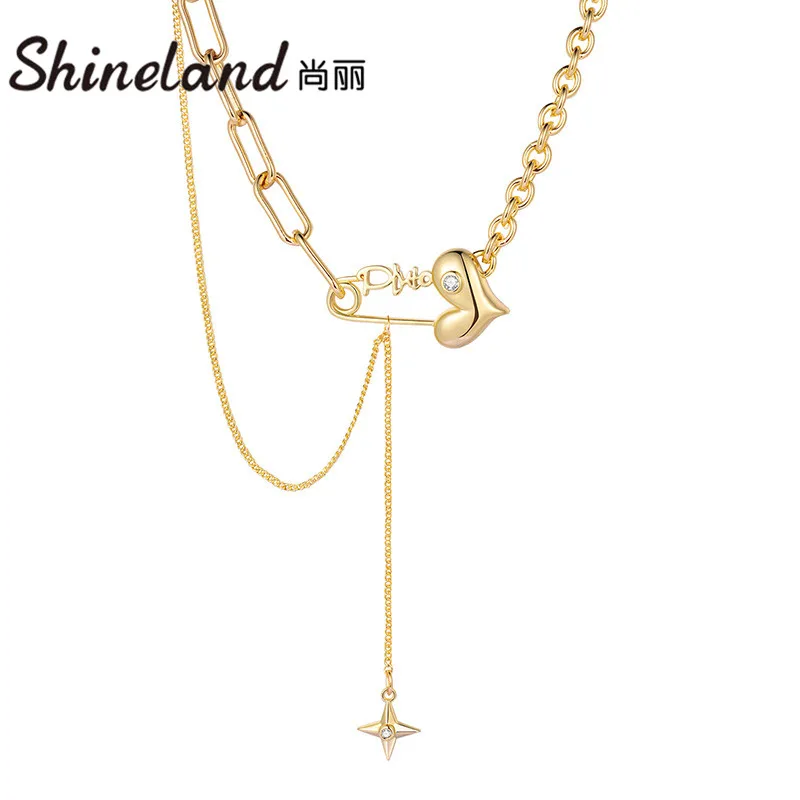 

Shineland 2021 Punk Irregular Chain Choker Necklace For Women Star Heart Pendant Party Gift Collares Jewelry New Fashion