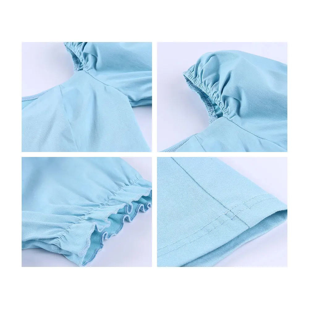 

Gentillove Summer French Retro A Line Dress Elegant Summer Puff Sleeve V Neck Mini Dress Evening Party Dress Office Lady Dress