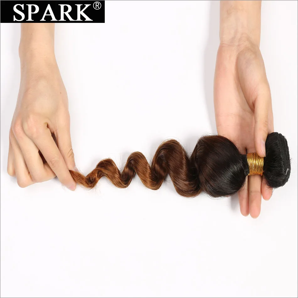 Spark Ombre, бразильские свободные волнистые пряди с закрытием, свободная часть, волосы remy для наращивания, человеческие волосы в пучке с кружевной застежкой L