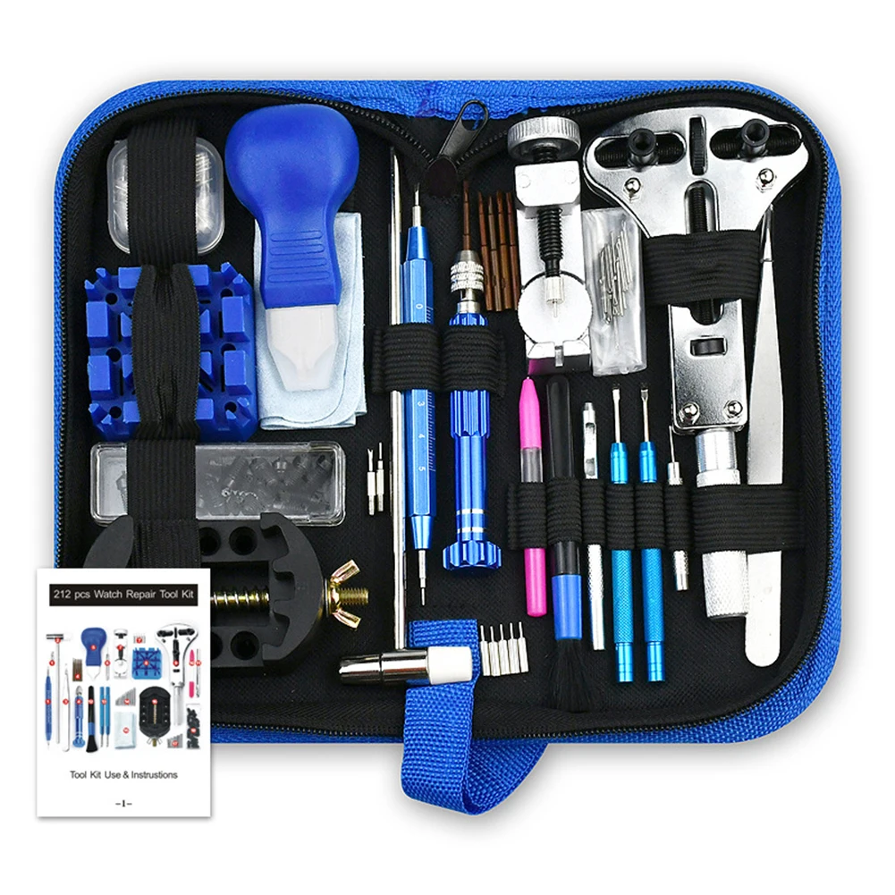 

212Pcs Spring Bar Remover Repair Watch Tool Kit Watch Link Pin Remover Back Case Opener Hand Drill Fixing Tool Accessory