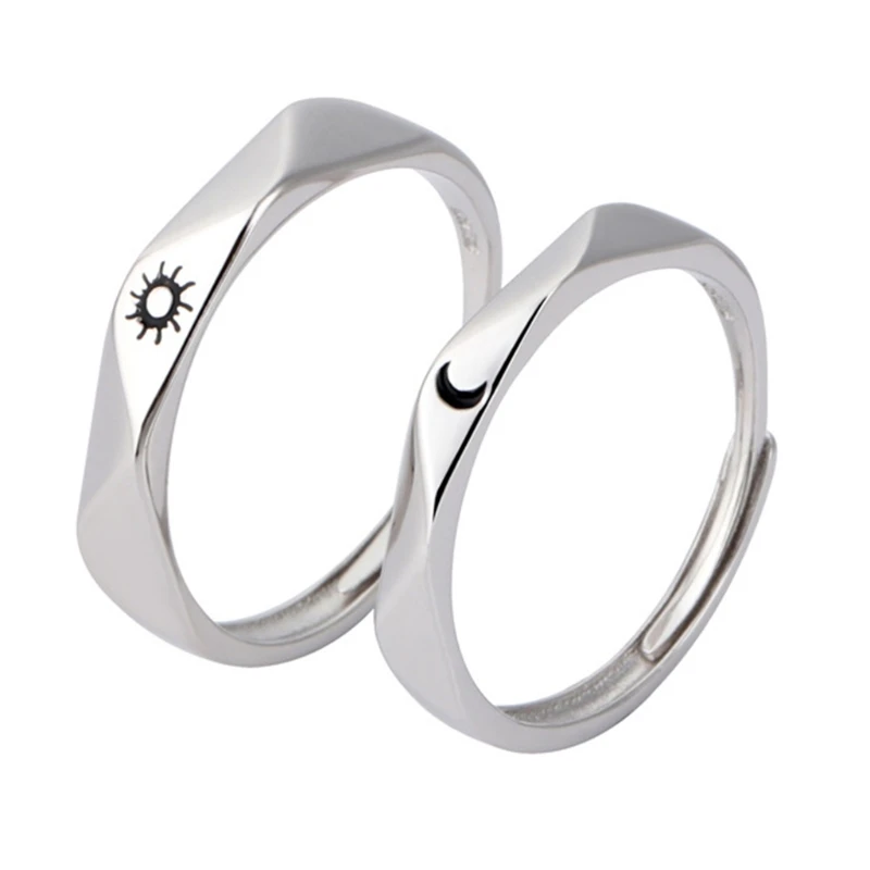

1 Pair Sun Moon Lover Couple Rings Set Promise Wedding Bands Men Women Jewellery
