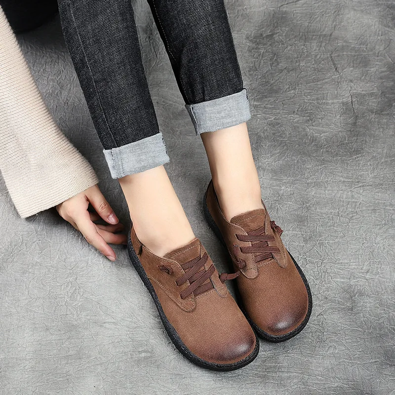 Лоферы женские из мягкой натуральной кожи повседневные Мокасины ручной работы