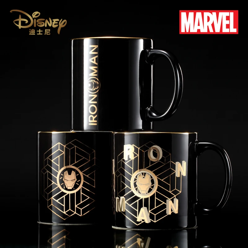 

Original Disney Iron Man Spiderman Cup Free Ceramic Mug with Lid Spoon Marvel Avengers Water Cup Coffee Cup
