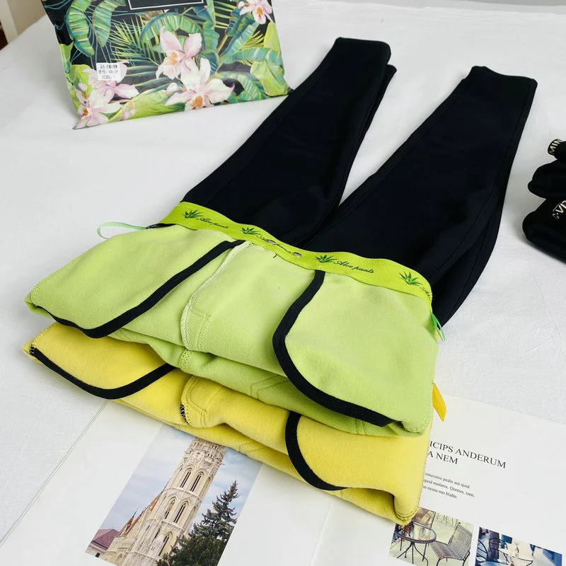 

Net red ginseng Aloe Moisturizing pants women wear high waist and plush small foot Leggings in autumn and winter