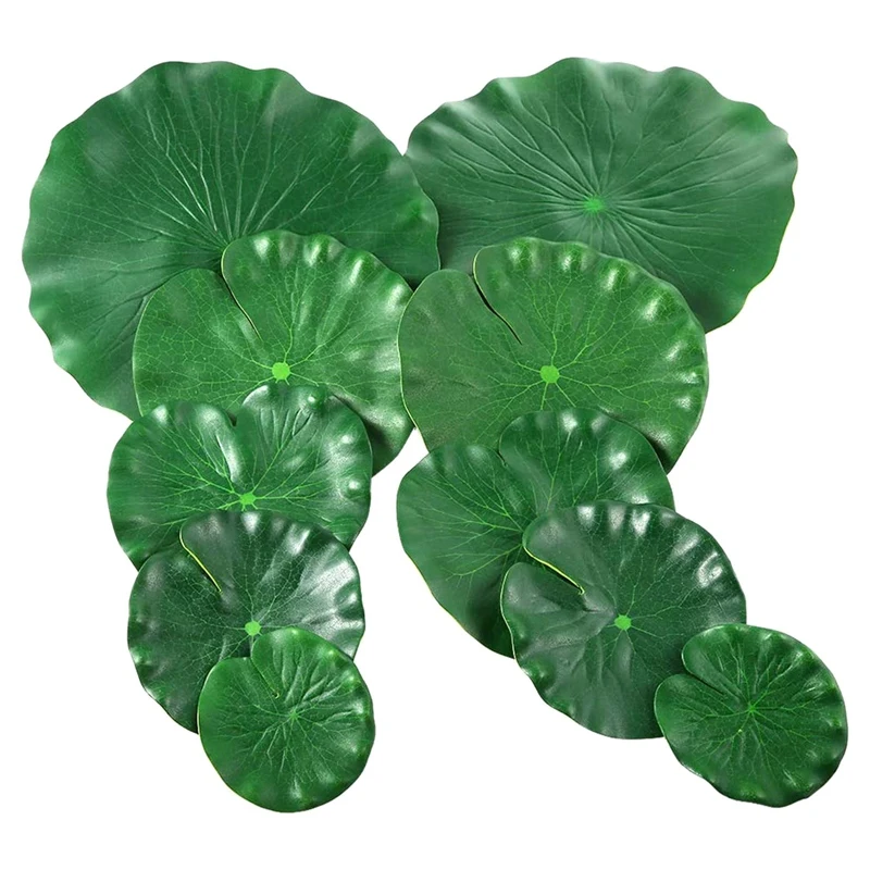 

10 Pieces 5 Kinds Artificial Floating Foam Lotus Leaves Lily Pads Artificial Foliage Pond Decor for Pool Aquarium Decor