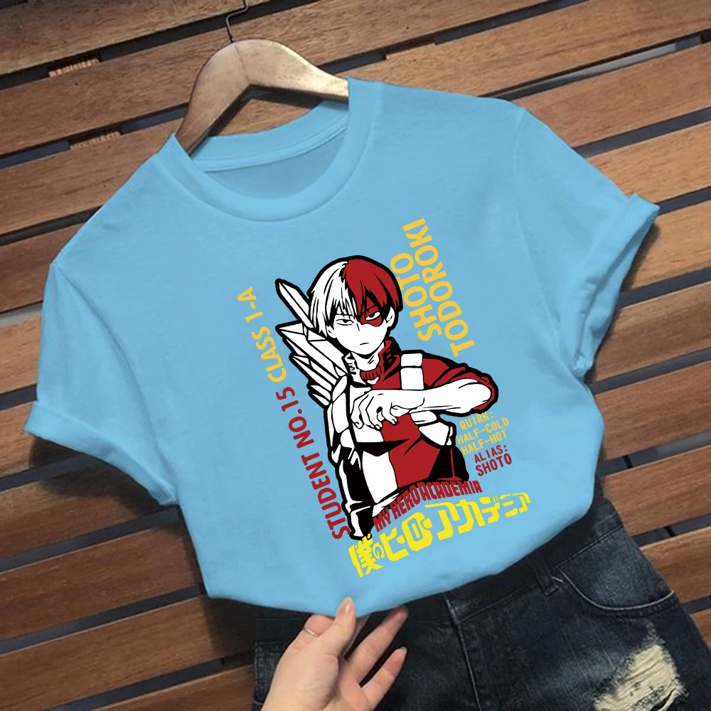 

Anime My Hero Academia T Shirt Women Tops Summer Harajuku Short Sleeve Shoto Todoroki Graphic Tees Female