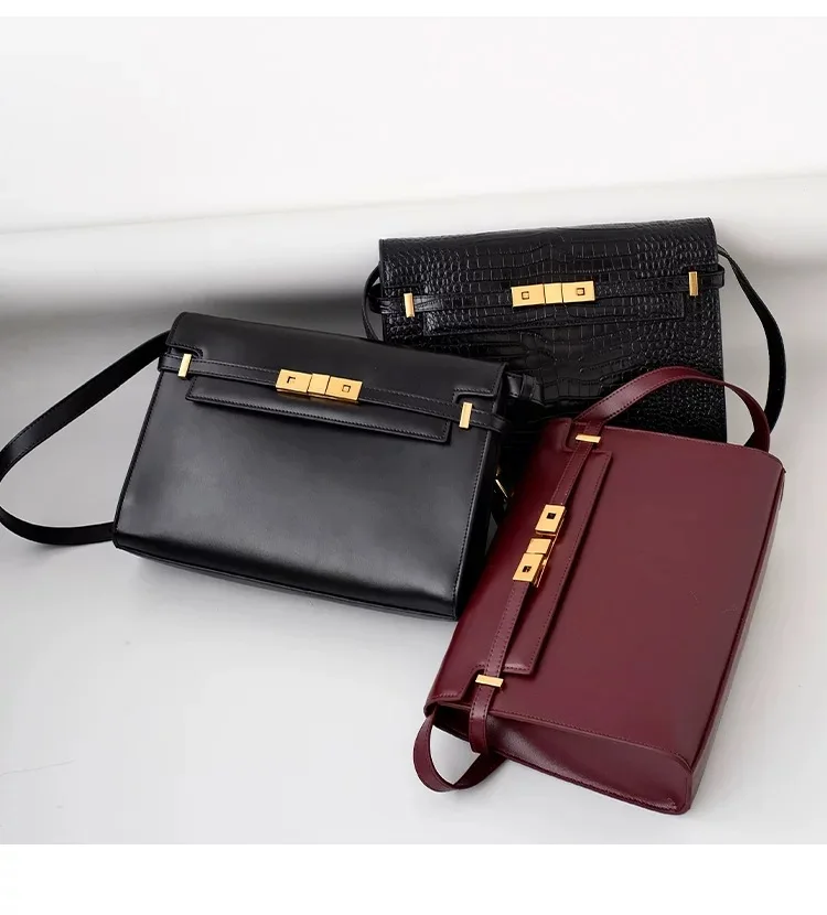 

Yangshulin leather women's bag Manhattan bag 2020 new style chaoniu leather bag single shoulder slant span bag Boutique bag
