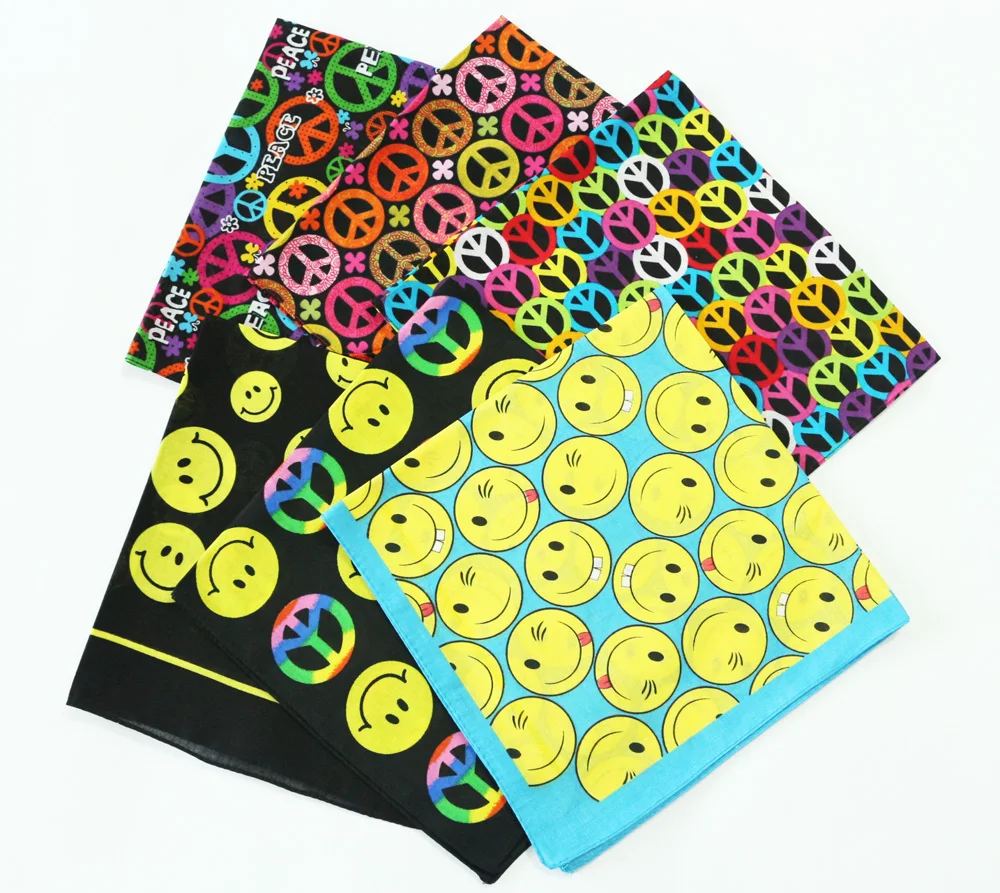 Peace Smiley хлопковая Бандана с рисунком мужские хип-хоп головные уборы Спортивная