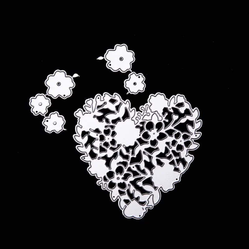 Heart Flower Metal Cutting Dies Stencil DIY Scrapbooking Album Stamp Paper Card Embossing Crafts Decor M68E | Дом и сад