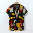 Рубашки мужские, с принтом в гавайском стиле, на пуговицах, с коротким рукавом, свободные, повседневные, A20, летняя пляжная блуза