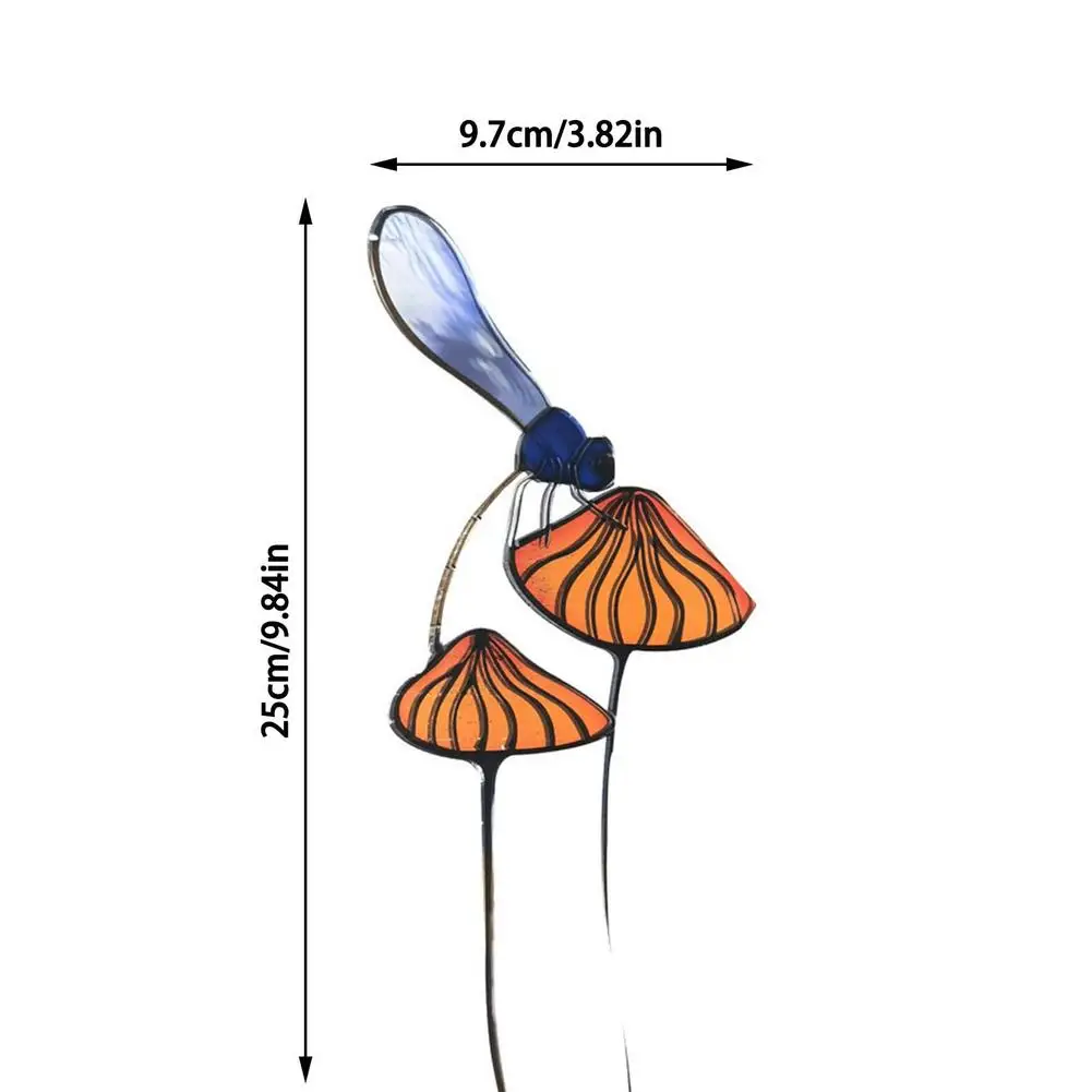 

Garden Decoration Outdoor Dragonfly On Mushroom Metal Stake Ornaments Yard Art Stake Backyard Lawn Decoration Gifts