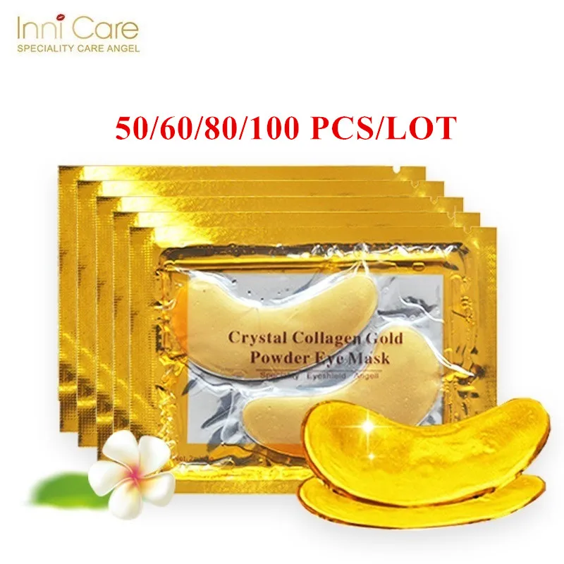 InniCare 50/60/80/100 шт Кристалл Коллагеновая Золотая маска для глаз против темных кругов