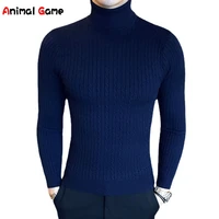winter high neck thick warm sweater mens sweaters slim fit pullover men knitwear male double collar tops