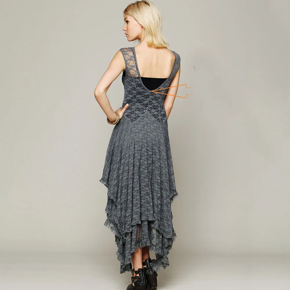 Женское кружевное длинное платье с открытой спиной на лето 2020 элегантное модное
