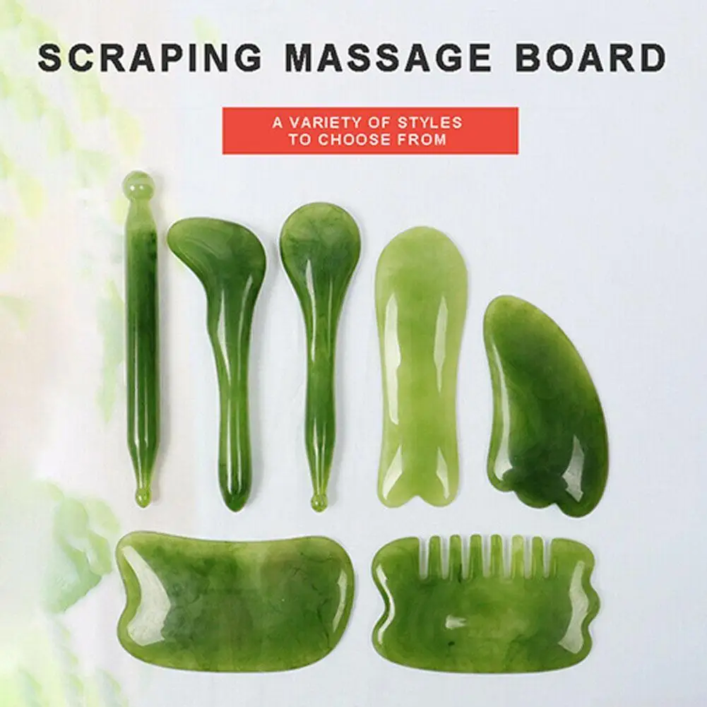 

7 Pcs Set Massage for Face Neck Gua Sha Scraper Pull the Tendons Stick Neck Acupuncture Pen Therapy Scraper Board