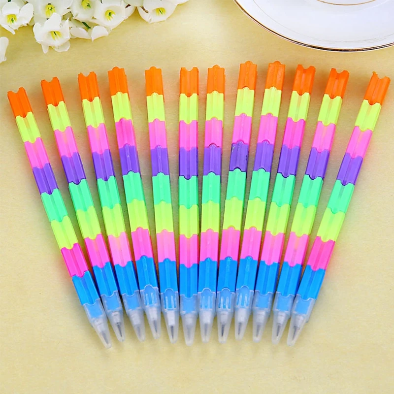 

Creative Rainbow Multifunction Building Block Writing Pen Stacker Swap Pencil