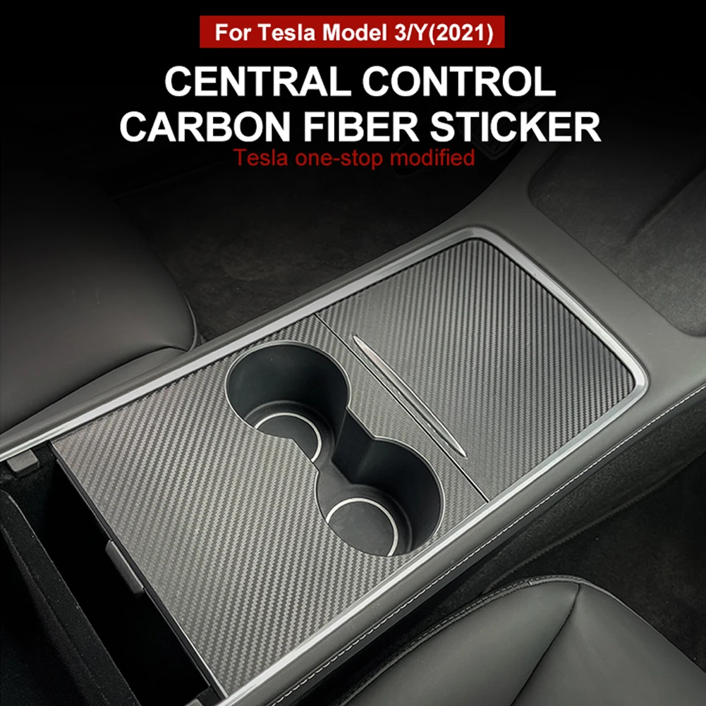 

2021 New Car Central Control Panel Sticker For Tesla Model 3 Carbon Fiber Center Console Accessories Model Y Interior Film