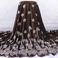 zhenguiru new arrival sequin velvet cloth embroidery african lace fabric flower nigeria fabric for women party and wedding a2015