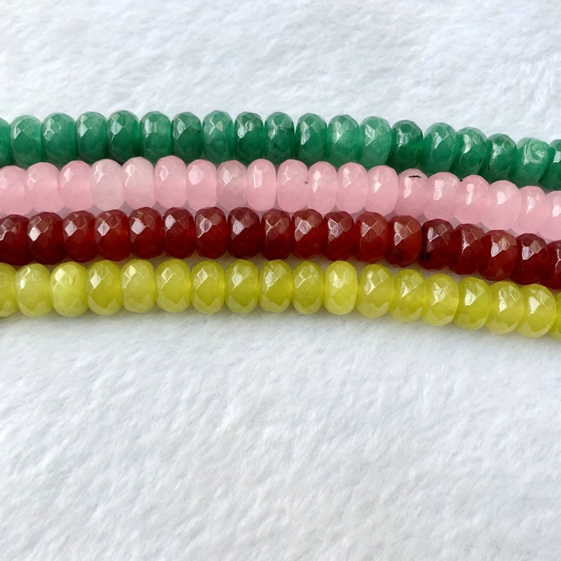 Очаровательные бусины Jad e розовые красные Зеленые Бусины 6x10 мм граненые Roundel Gem