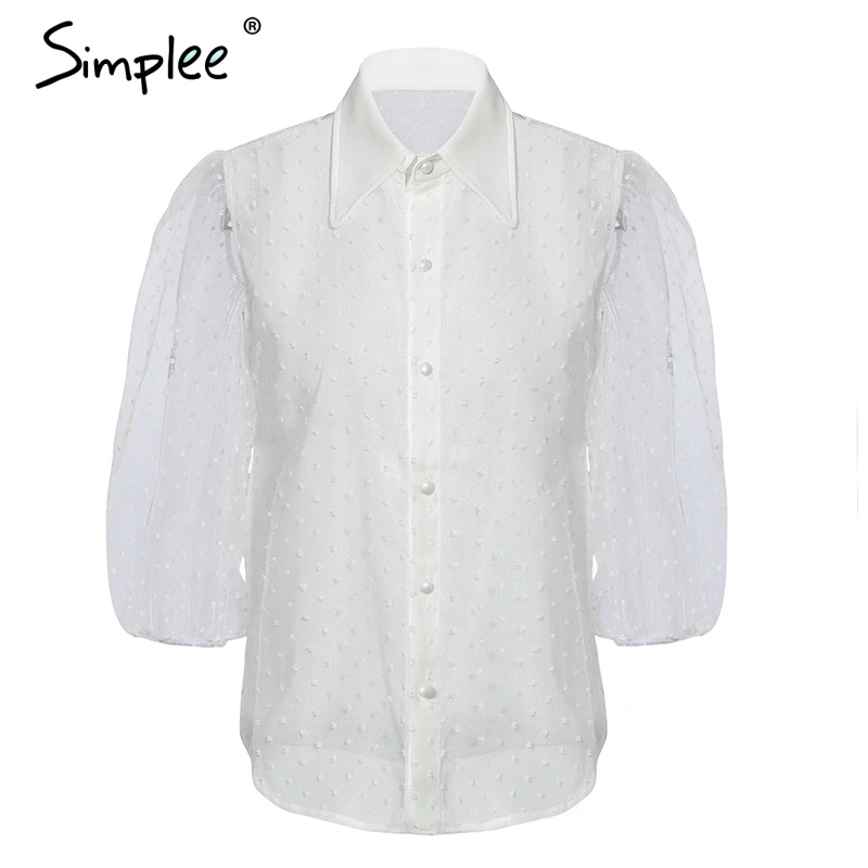 Женская шифоновая блузка Simplee белого цвета черные блузки и топы с сеточкой на