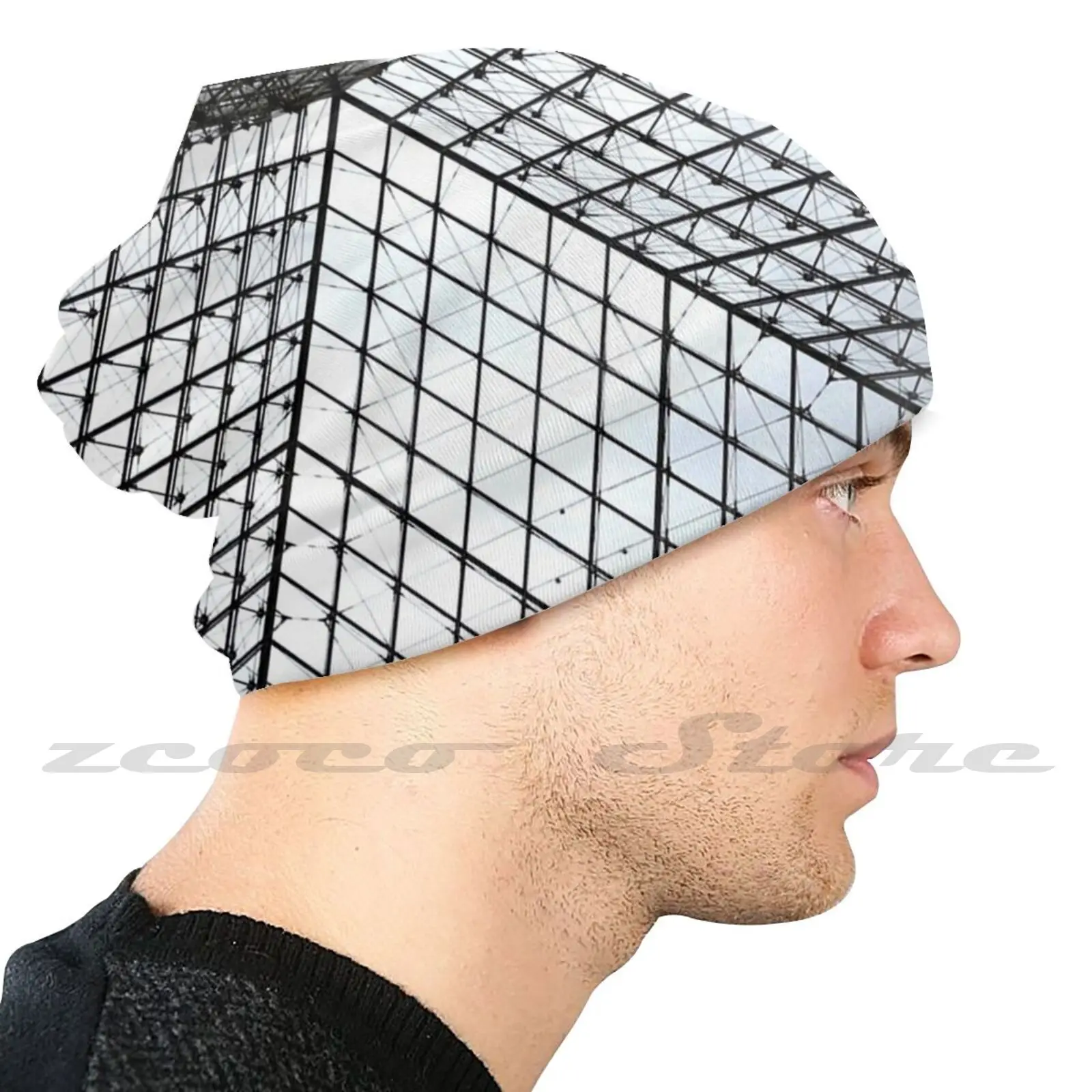 

Geometry-Paris Diy Pullover Cap Knit Hat Plus Size Keep Warm Elastic Soft Musee Du Louvre Paris Louvre Louvre Museum Louvre