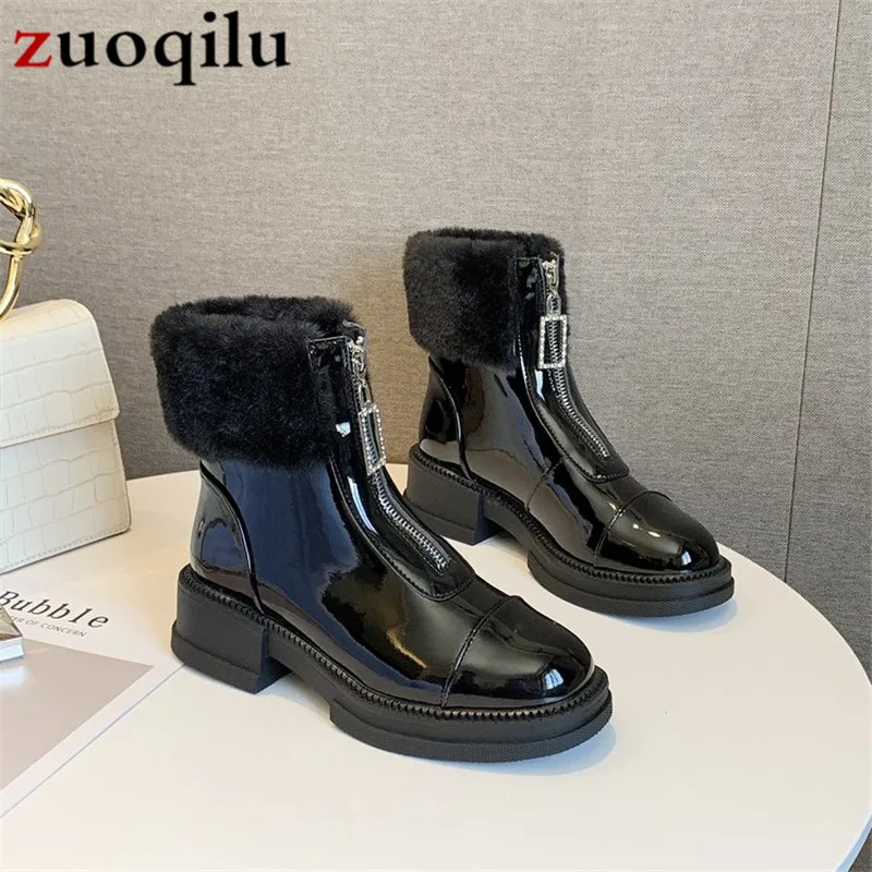 Женские зимние ботинки обувь на высокой платформе Ботинки martin женские черные