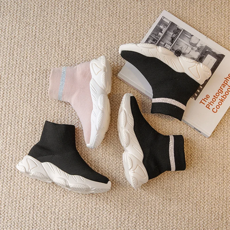 

2021 Spring Children's Sports Shoes Fashion Socks Shoes Boys Breathable Running Shoes Girls Non-slip Casual Shoes Baby Shoes