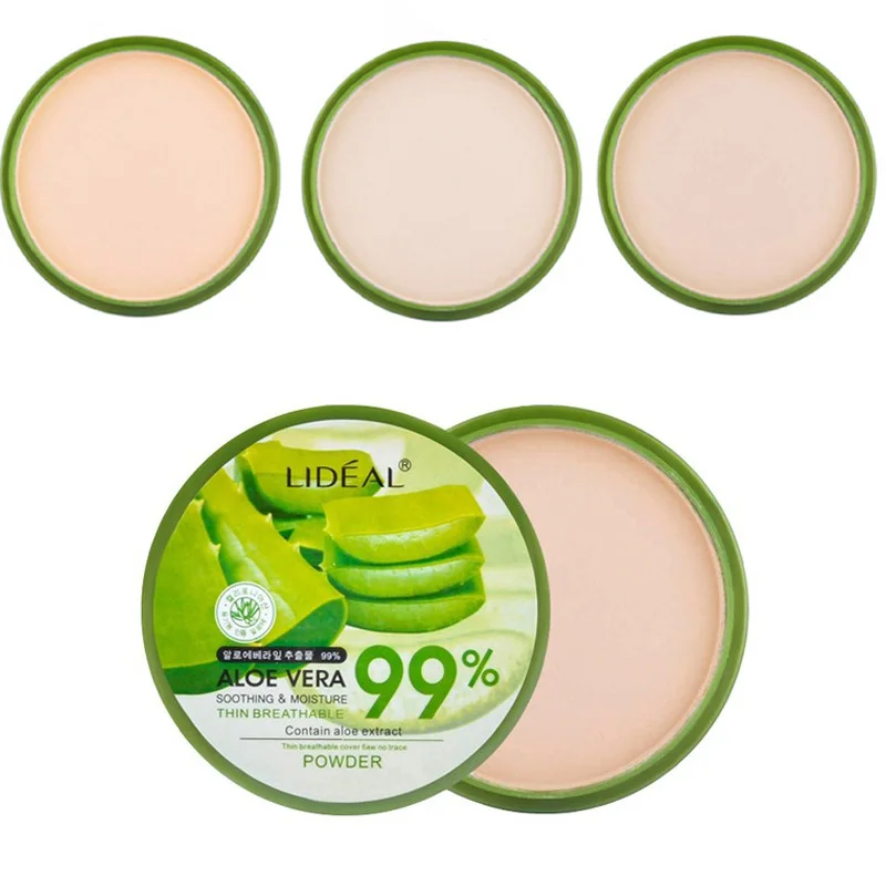 

Hot 1pc Aloe Vera Moisturizer Face Powder Smoothing Extract Pressed Powder Breathable Makeup Concealer Brighten Foundation