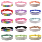 Ошейник для маленьких и средних собак, стразы, регулируемый ошейник из искусственной кожи для мопса, чихуахуа, йоркширских собак