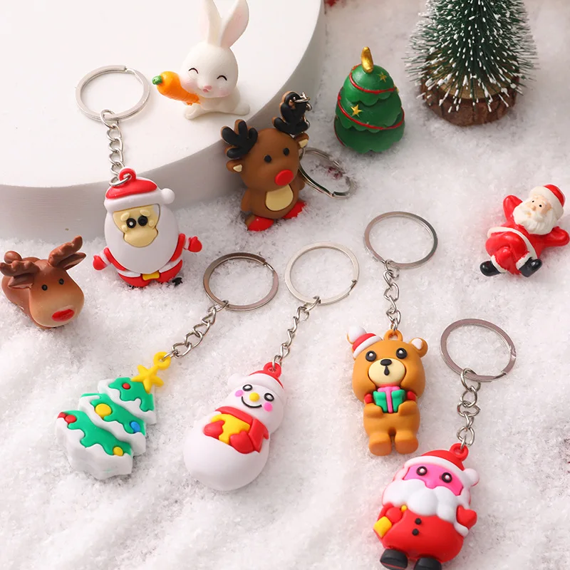 

2021 Cartoon Christmas Series Keychain Christmas Gift Bag Ornaments Small Pendant Student School Bag Decoration Key Chain