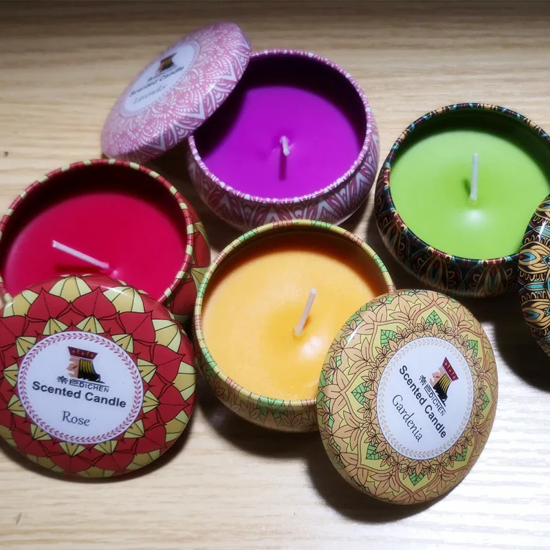 Жестяная Банка бездымный чистый растительный воск Ароматизированная свеча