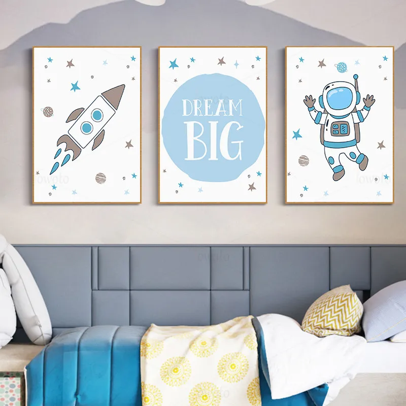 Космическая тема настенное искусство маленький астронавт печать вдохновение