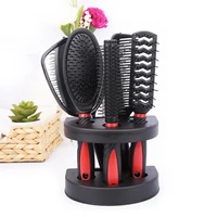 in stock 5 pcs salon styling set women travel makeup adults hair brush with holder home portable anti static combs mirror tool