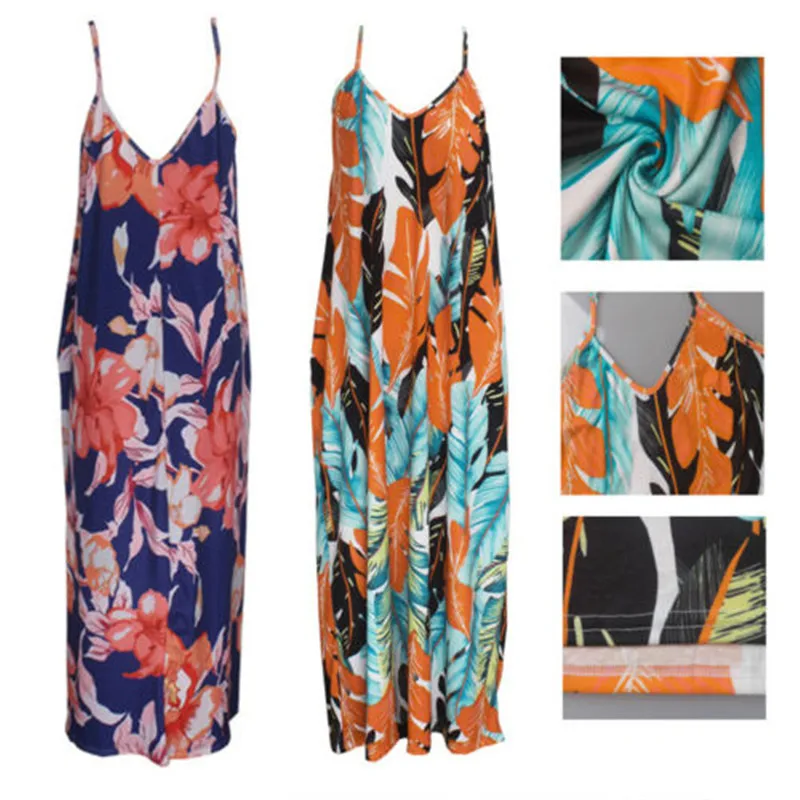 

Womens Summer Boho Floral Long Maxi Evening Cocktail Party Beach Dress Sundress