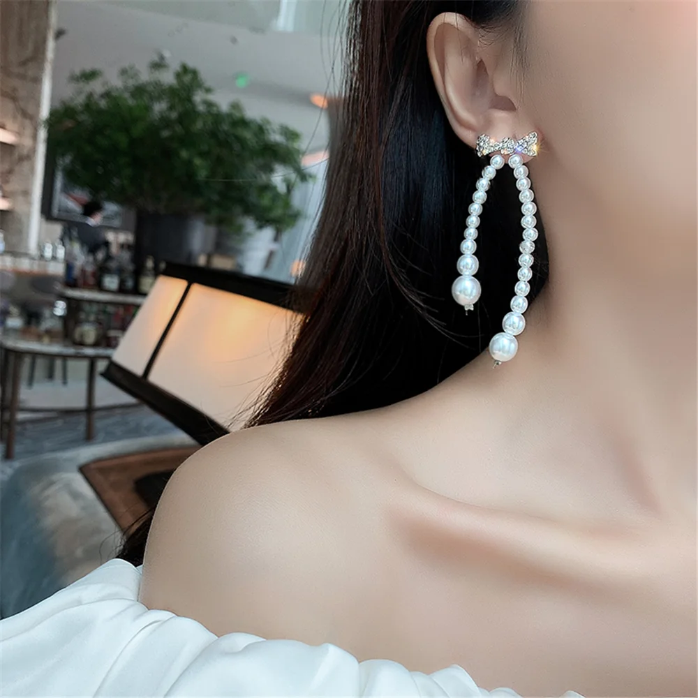 

S925 Pin Imitation Pearls Dangle earrings For Women Drop Earrings Stud French Earrings for Women Palace Jewelry 2020 New Fashion