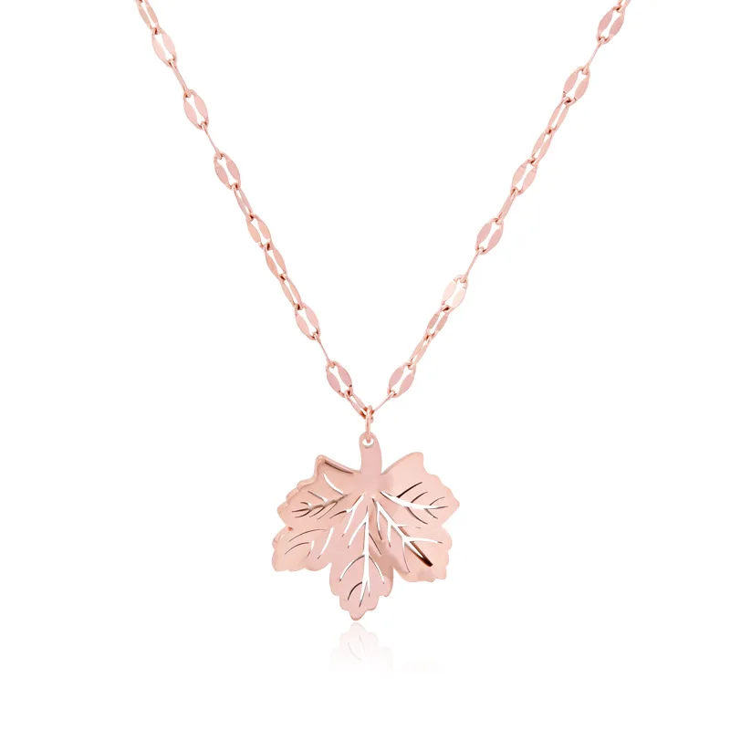

Fashion leaf titanium steel necklace female wild pendant short clavicle chain hot sale
